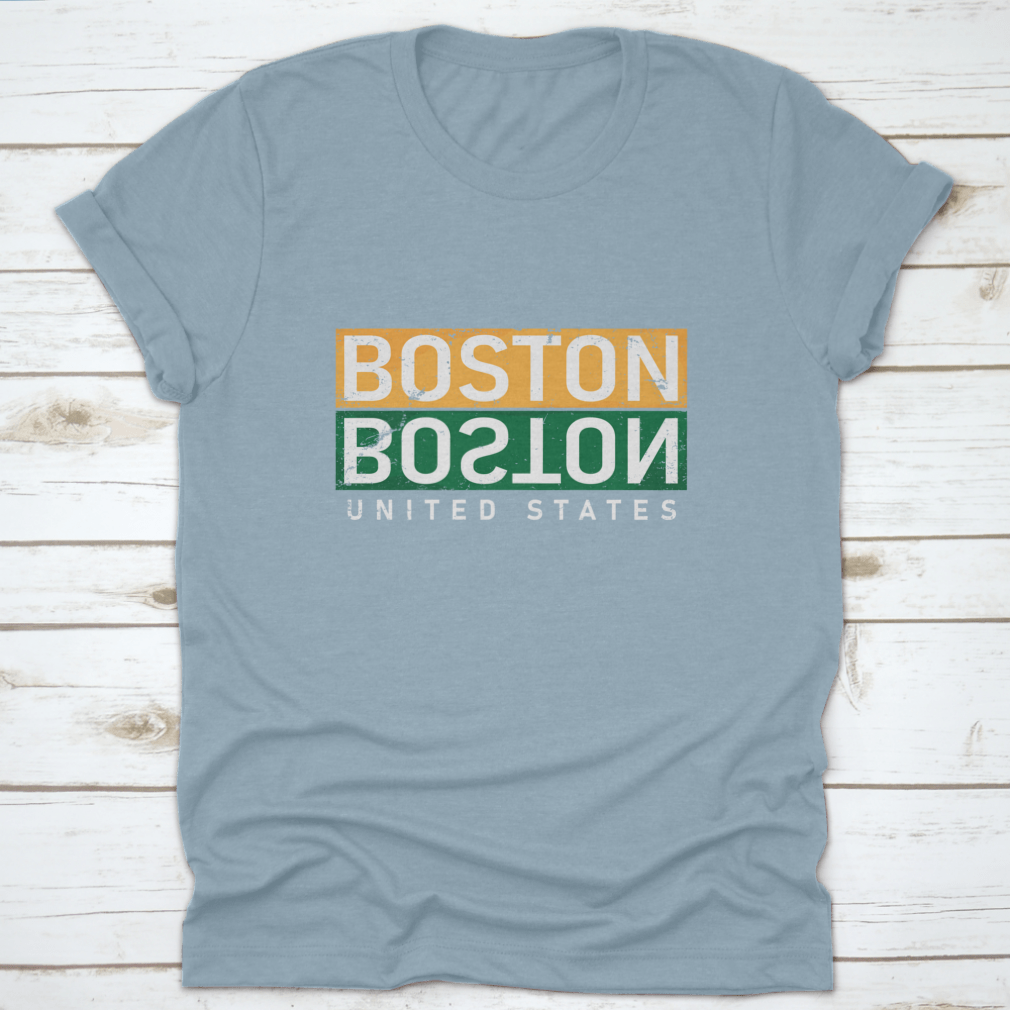 Boston T-Shirt featuring a vintage square seal stamp design, made from soft cotton fabric.