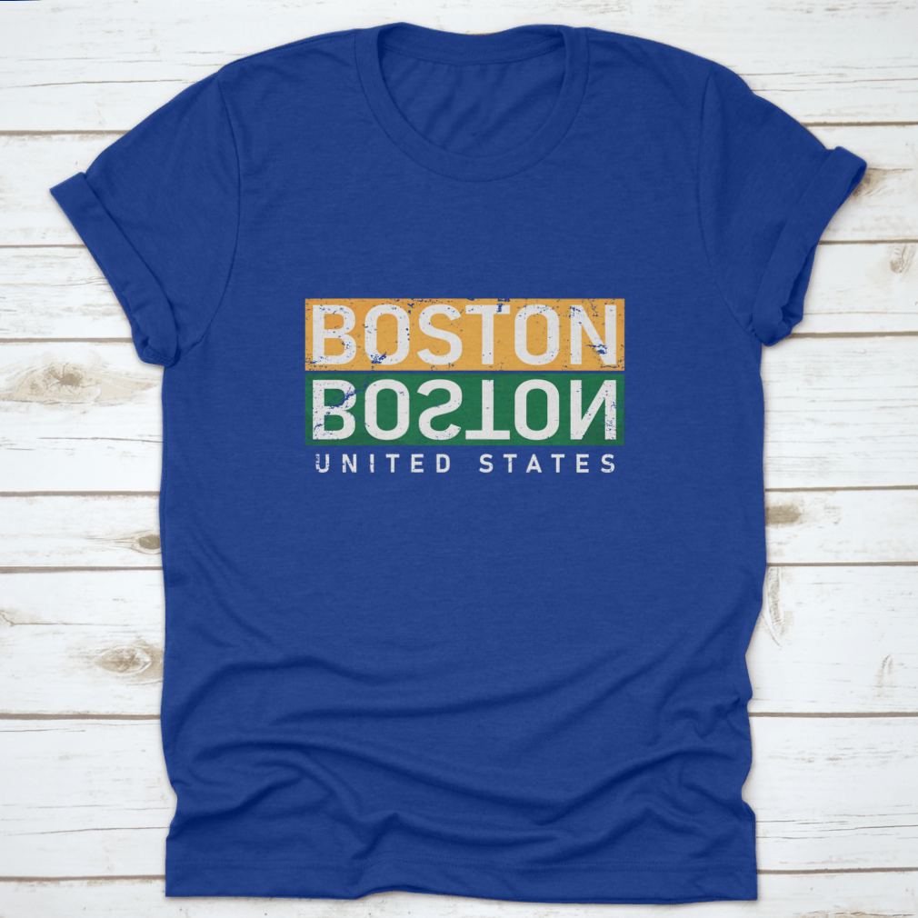 Boston T-Shirt featuring a vintage square seal stamp design, made from soft cotton fabric.
