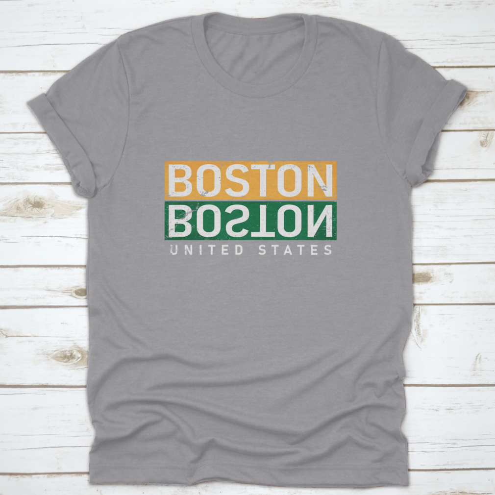 Boston T-Shirt featuring a vintage square seal stamp design, made from soft cotton fabric.