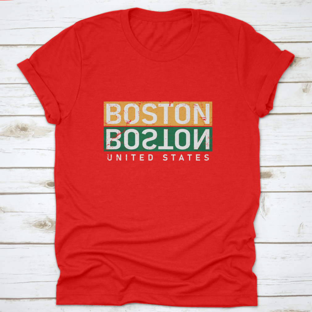 Boston T-Shirt featuring a vintage square seal stamp design, made from soft cotton fabric.