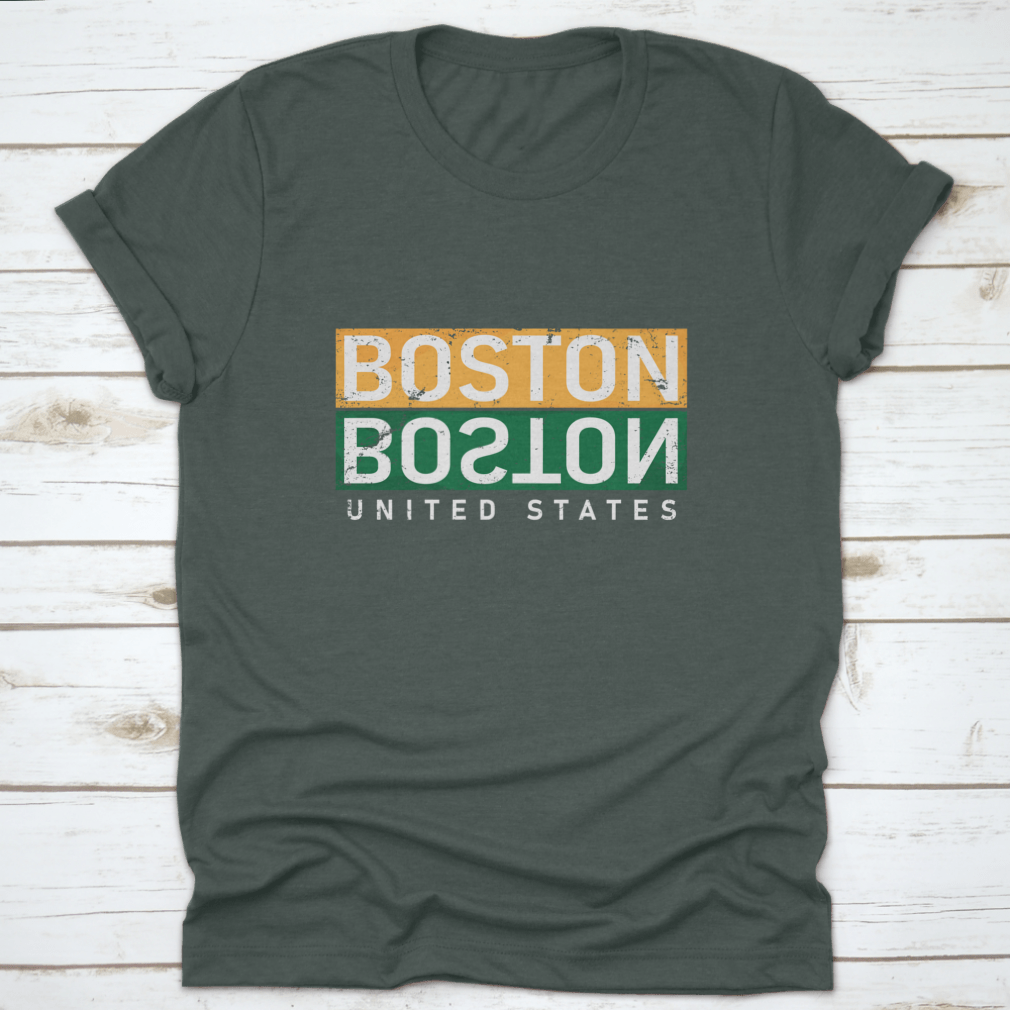 Boston T-Shirt featuring a vintage square seal stamp design, made from soft cotton fabric.