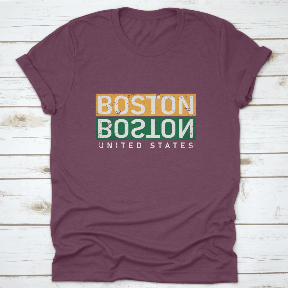 Boston T-Shirt featuring a vintage square seal stamp design, made from soft cotton fabric.