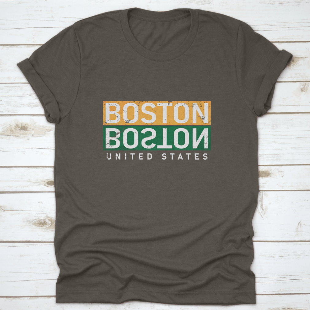 Boston T-Shirt featuring a vintage square seal stamp design, made from soft cotton fabric.