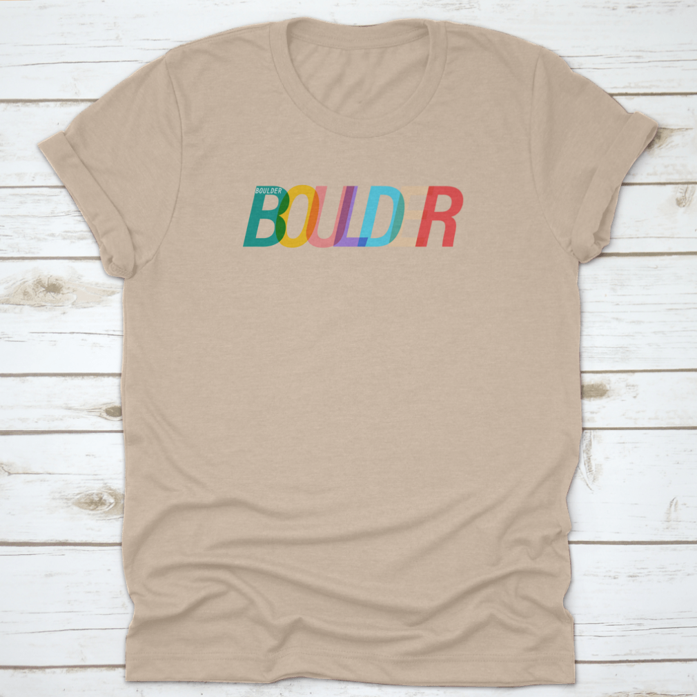 Boulder city t-shirt on a white background, showcasing its classic fit and soft cotton fabric.