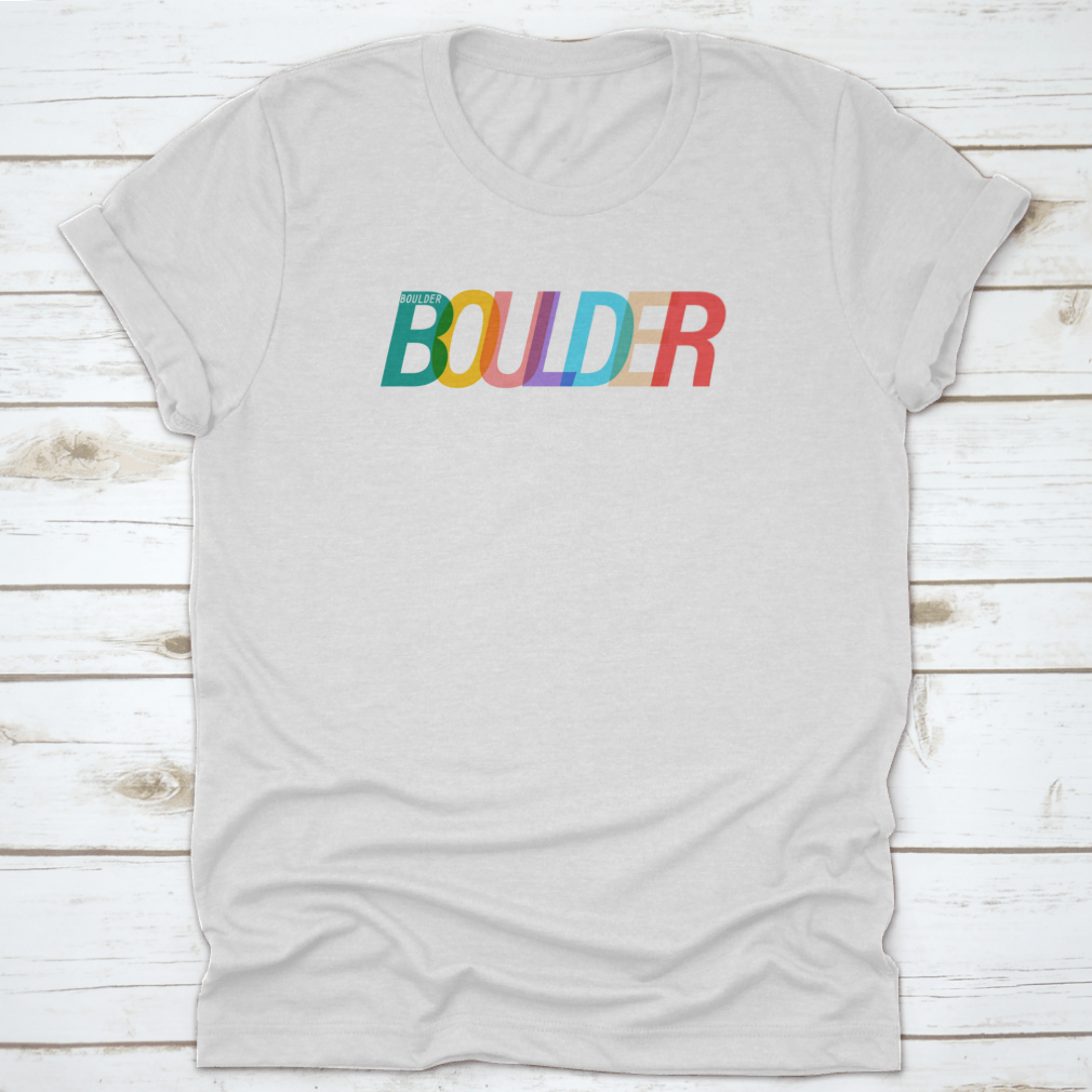 Boulder city t-shirt on a white background, showcasing its classic fit and soft cotton fabric.