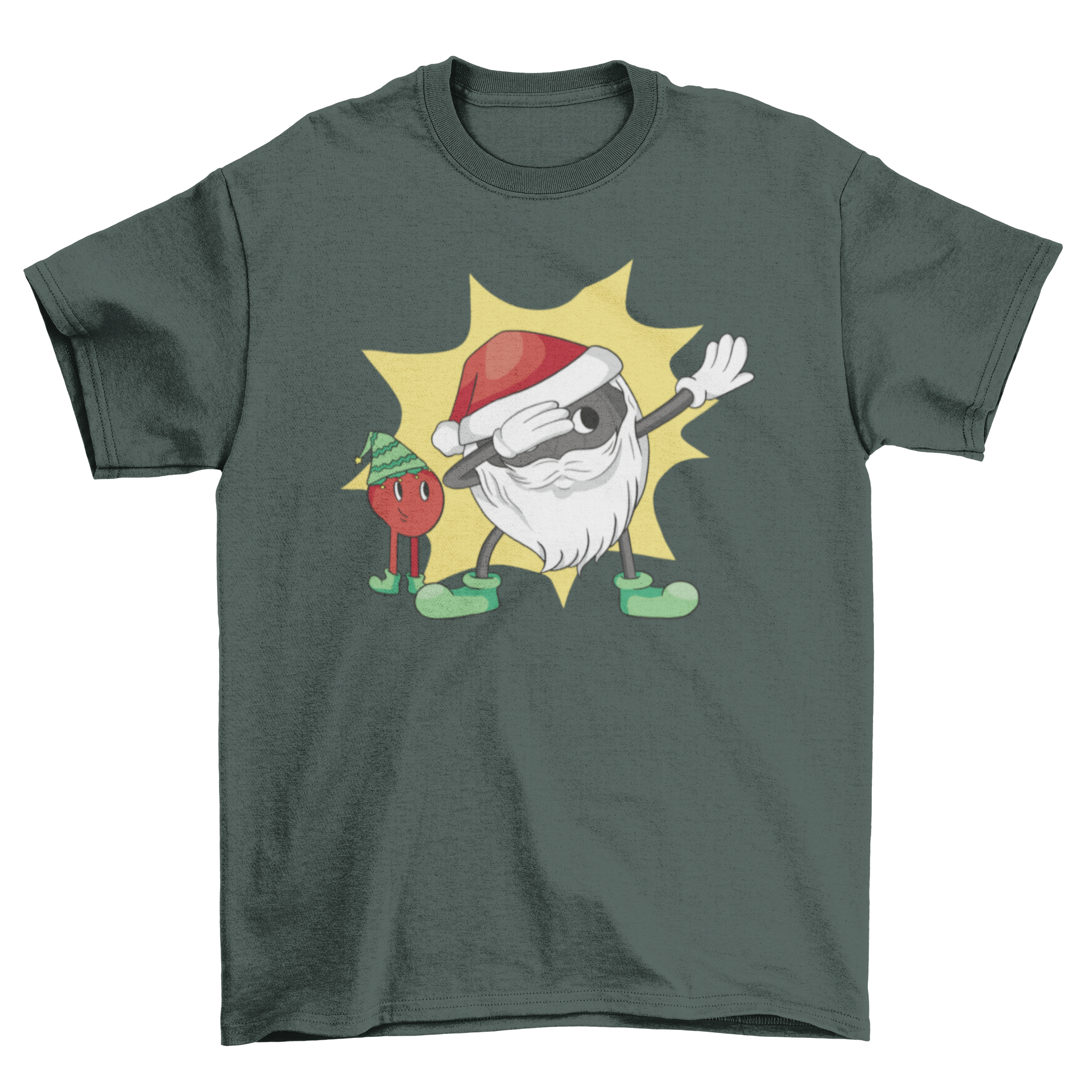 A festive Christmas t-shirt featuring two playful Boule ball characters, perfect for holiday celebrations.