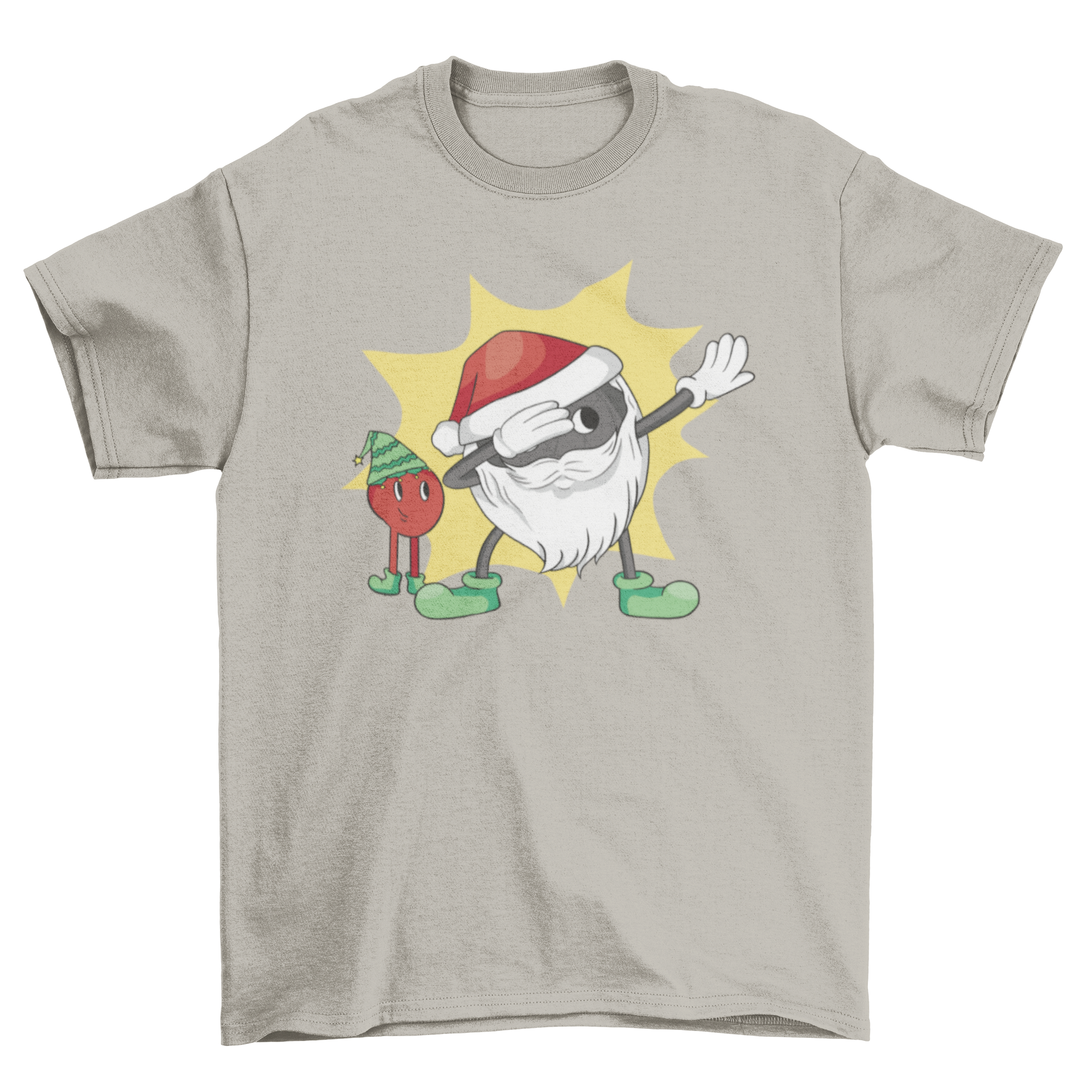 A festive Christmas t-shirt featuring two playful Boule ball characters, perfect for holiday celebrations.