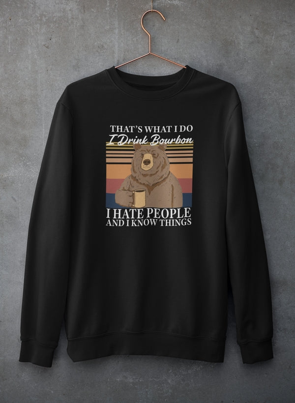 Bourbon Bear Sweat Shirt featuring unique artistic designs, cozy fleece lining, and adjustable cuffs, perfect for casual wear.