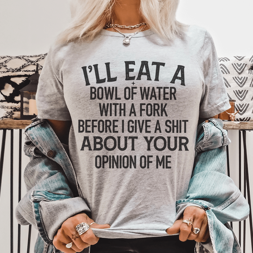 Bowl Of Water T-Shirt made from soft ring-spun cotton, featuring double stitching for durability and available in various sizes.