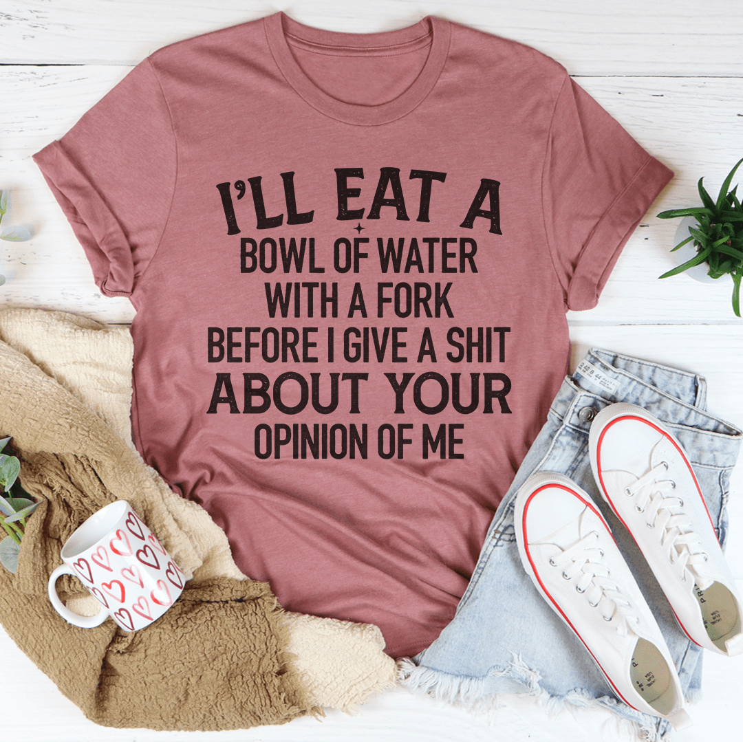 Bowl Of Water T-Shirt made from soft ring-spun cotton, featuring double stitching for durability and available in various sizes.
