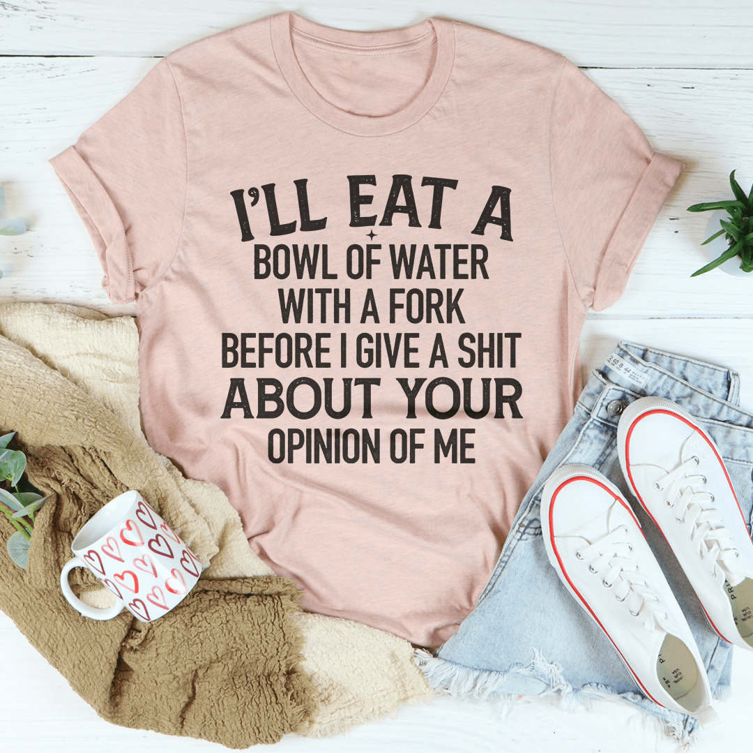 Bowl Of Water T-Shirt made from soft ring-spun cotton, featuring double stitching for durability and available in various sizes.