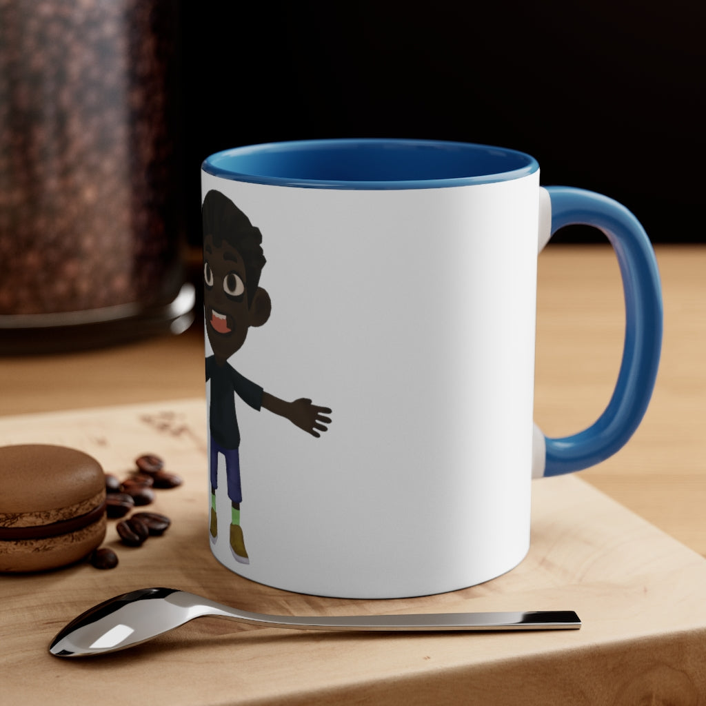 Boy Accent Coffee Mug, 11oz with colorful interior and C-handle, showcasing a vibrant two-tone design.