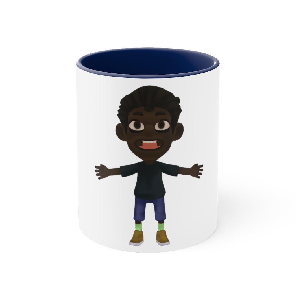 Boy Accent Coffee Mug, 11oz with colorful interior and C-handle, showcasing a vibrant two-tone design.