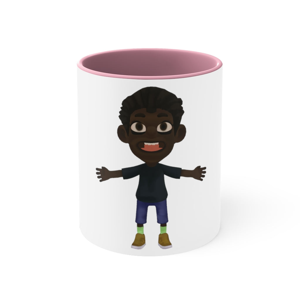 Boy Accent Coffee Mug, 11oz with colorful interior and C-handle, showcasing a vibrant two-tone design.