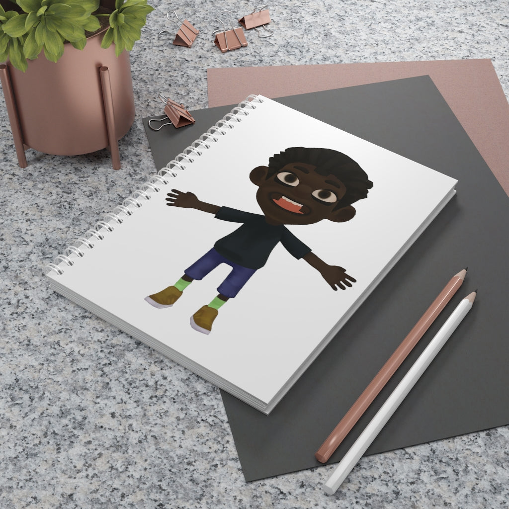 Boy Spiral Notebook with customizable covers and wide-ruled pages, featuring a semi-gloss laminated finish.