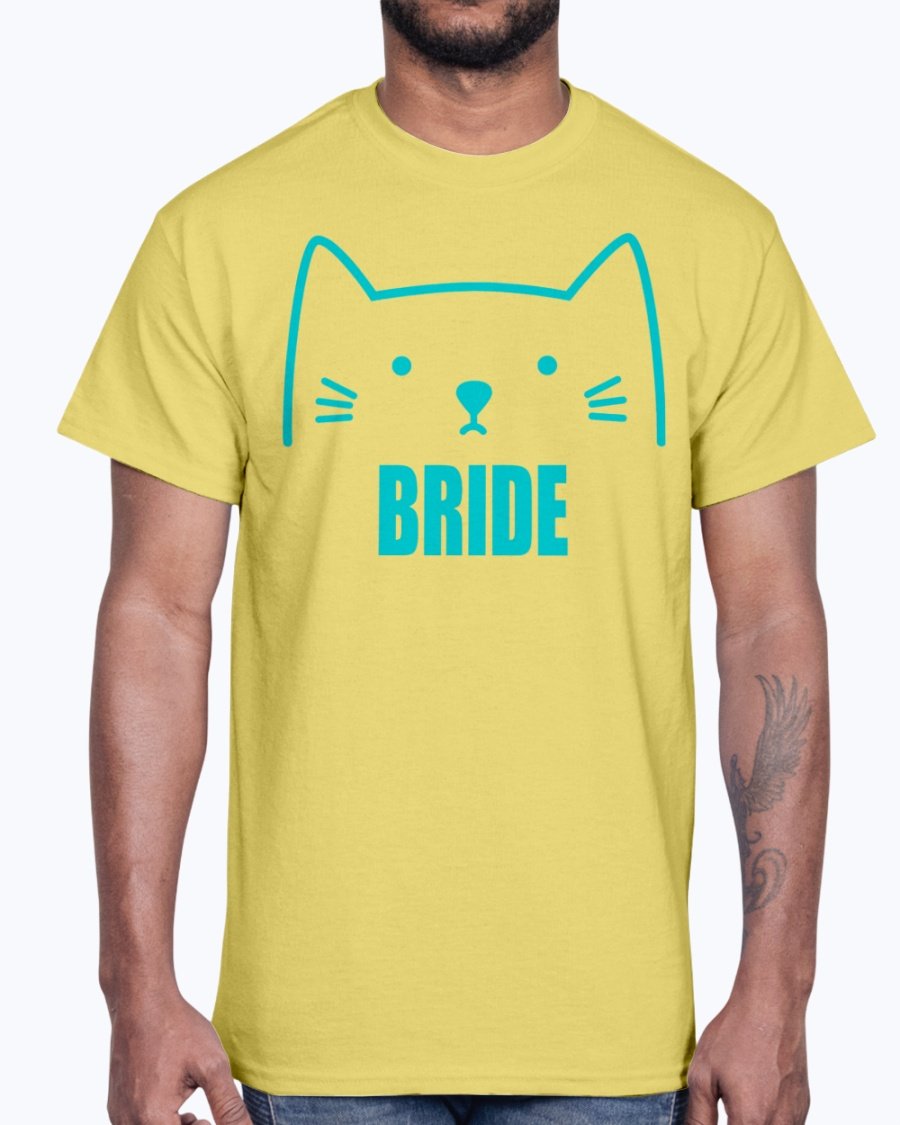 Bride Cotton Tee featuring stylish text design, perfect for bridal parties and wedding events.
