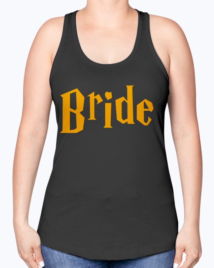 Bride Racerback Tank in soft cotton-polyester blend, perfect for bridal parties and wedding events.