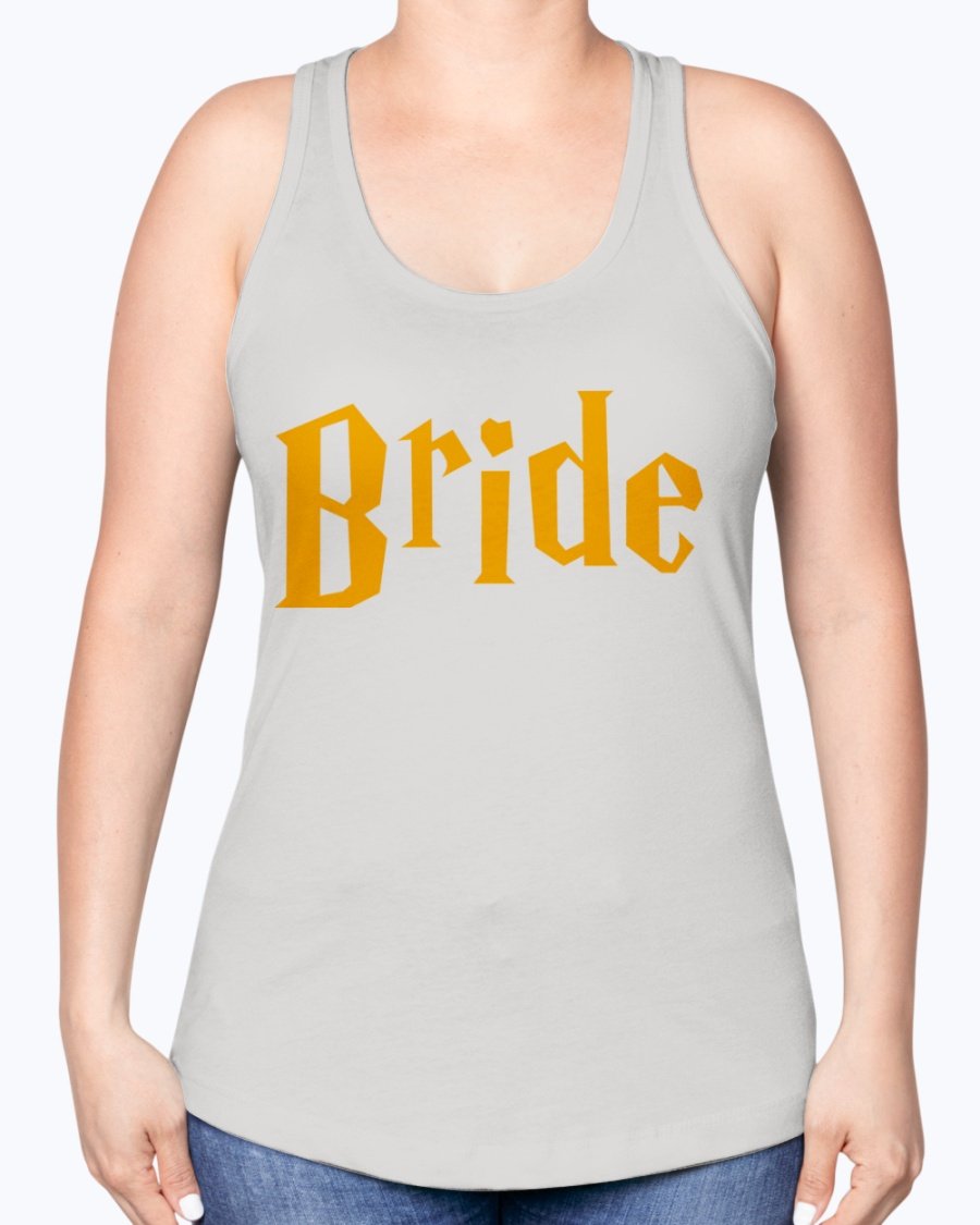 Bride Racerback Tank in soft cotton-polyester blend, perfect for bridal parties and wedding events.