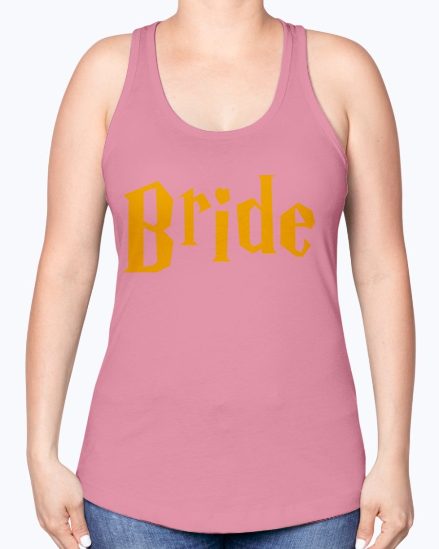 Bride Racerback Tank in soft cotton-polyester blend, perfect for bridal parties and wedding events.