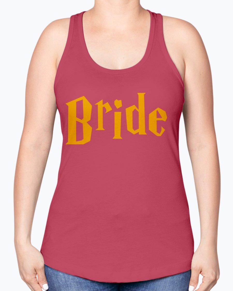 Bride Racerback Tank in soft cotton-polyester blend, perfect for bridal parties and wedding events.