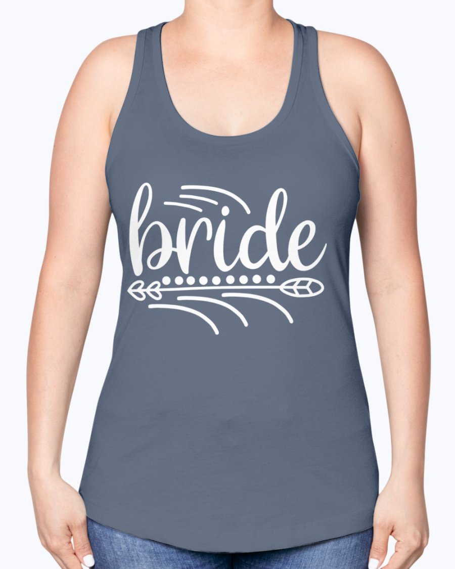 Bride Racerback Tank top in white, featuring a stylish design perfect for bridal parties and wedding celebrations.