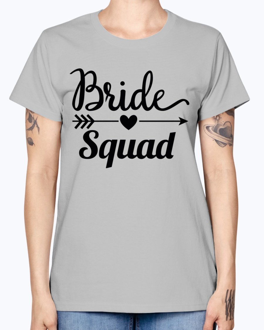 Bride Squad Missy T-Shirt in various colors, showcasing a feminine scoop neck and cap sleeves, perfect for bridal parties.