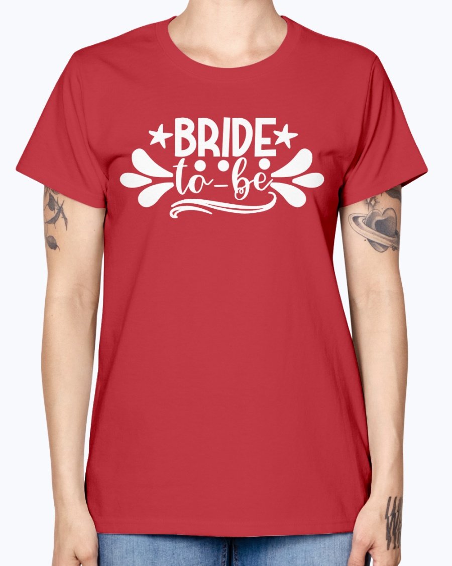 Bride to Be Missy T-Shirt in various colors, showcasing a feminine scoop neck and cap sleeves, perfect for bridal celebrations.
