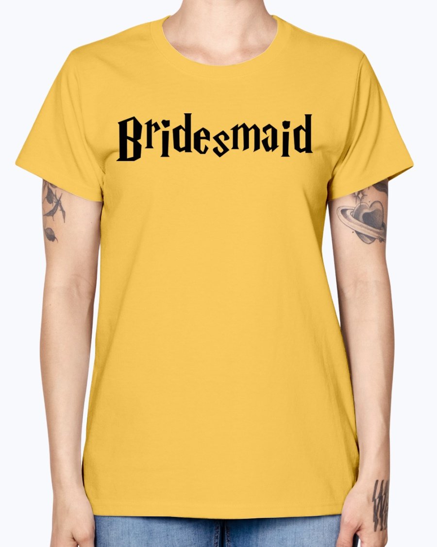 Bridesmaid Missy T-Shirt in various colors, showcasing soft cotton fabric and stylish design with cap sleeves.