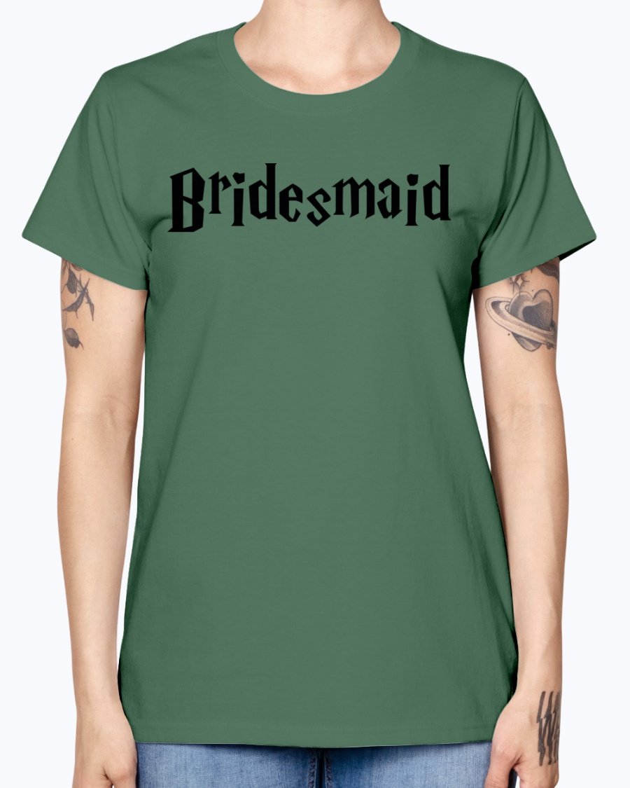 Bridesmaid Missy T-Shirt in various colors, showcasing soft cotton fabric and stylish design with cap sleeves.