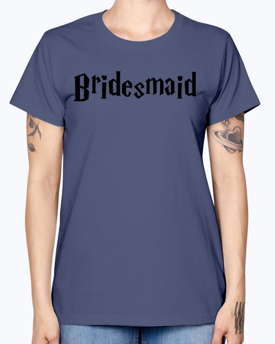 Bridesmaid Missy T-Shirt in various colors, showcasing soft cotton fabric and stylish design with cap sleeves.