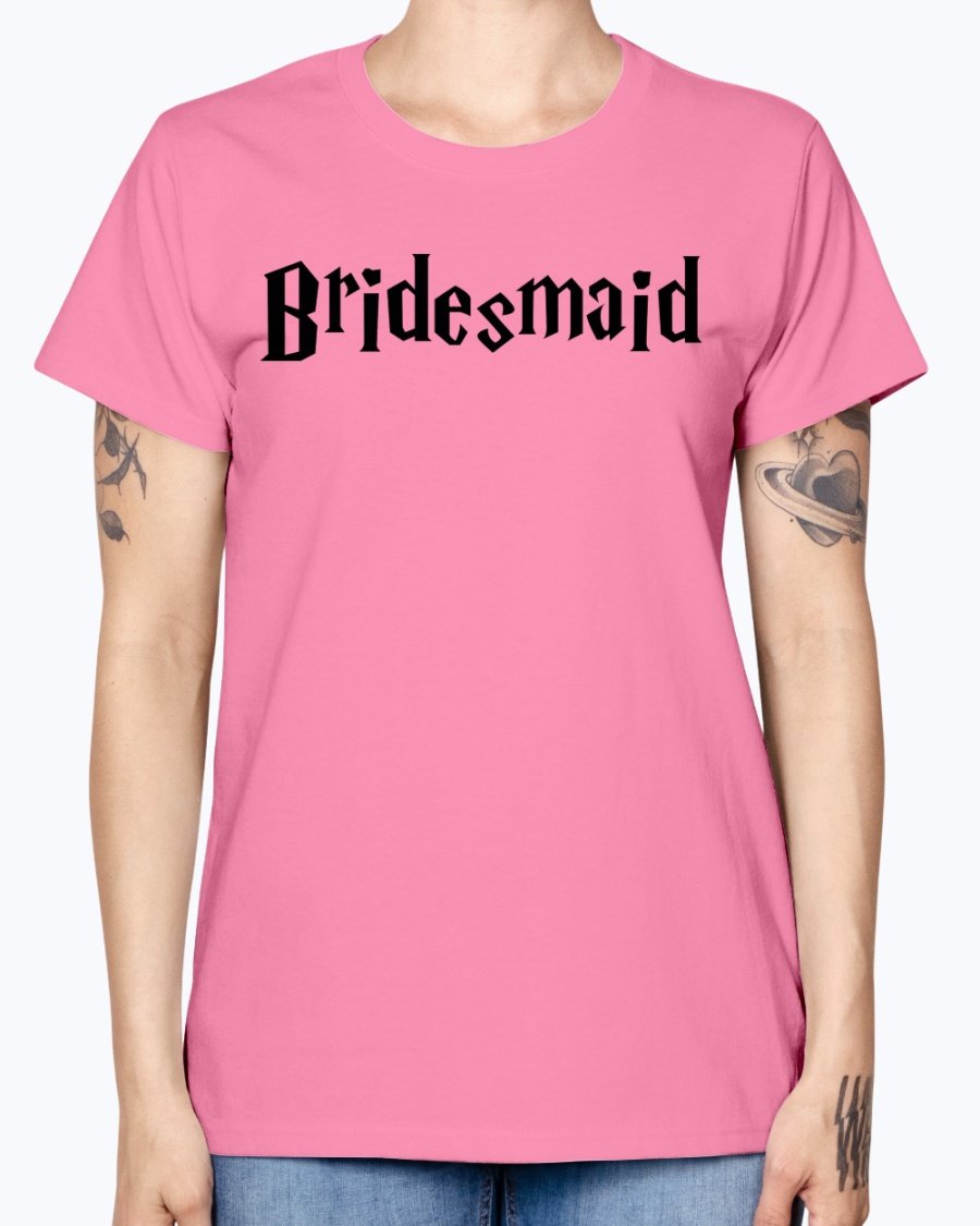 Bridesmaid Missy T-Shirt in various colors, showcasing soft cotton fabric and stylish design with cap sleeves.