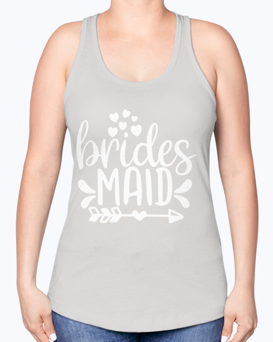 Bridesmaid Racerback Tank in soft cotton blend, perfect for bridal parties and wedding events, featuring a stylish design and comfortable fit.