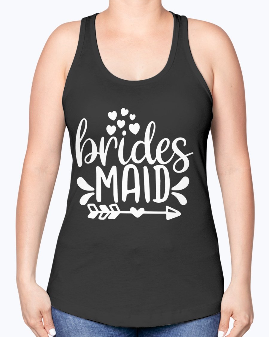 Bridesmaid Racerback Tank in soft cotton blend, perfect for bridal parties and wedding events, featuring a stylish design and comfortable fit.