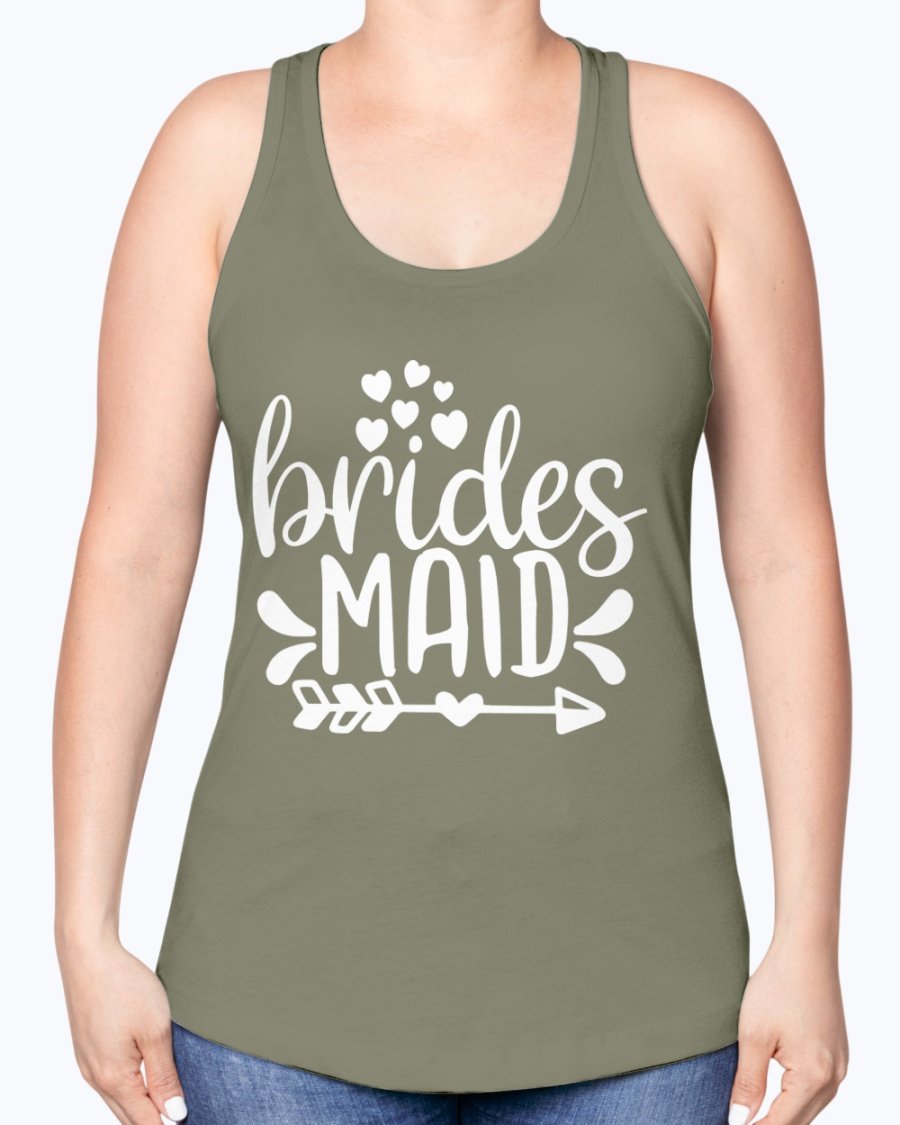 Bridesmaid Racerback Tank in soft cotton blend, perfect for bridal parties and wedding events, featuring a stylish design and comfortable fit.