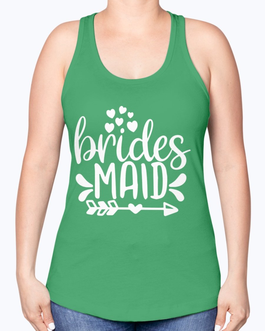 Bridesmaid Racerback Tank in soft cotton blend, perfect for bridal parties and wedding events, featuring a stylish design and comfortable fit.