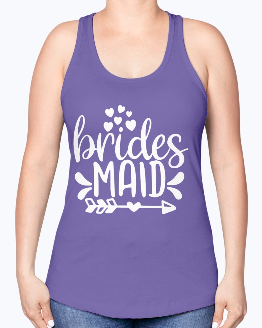 Bridesmaid Racerback Tank in soft cotton blend, perfect for bridal parties and wedding events, featuring a stylish design and comfortable fit.