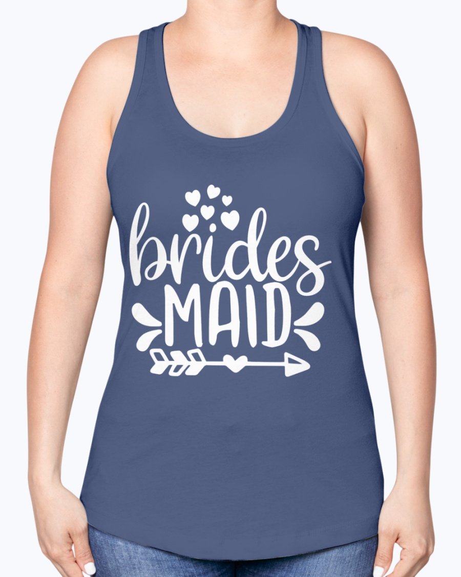 Bridesmaid Racerback Tank in soft cotton blend, perfect for bridal parties and wedding events, featuring a stylish design and comfortable fit.