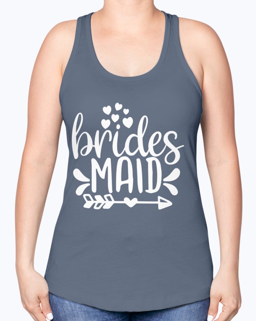 Bridesmaid Racerback Tank in soft cotton blend, perfect for bridal parties and wedding events, featuring a stylish design and comfortable fit.