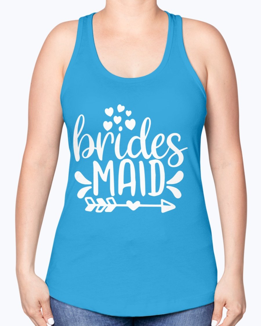 Bridesmaid Racerback Tank in soft cotton blend, perfect for bridal parties and wedding events, featuring a stylish design and comfortable fit.