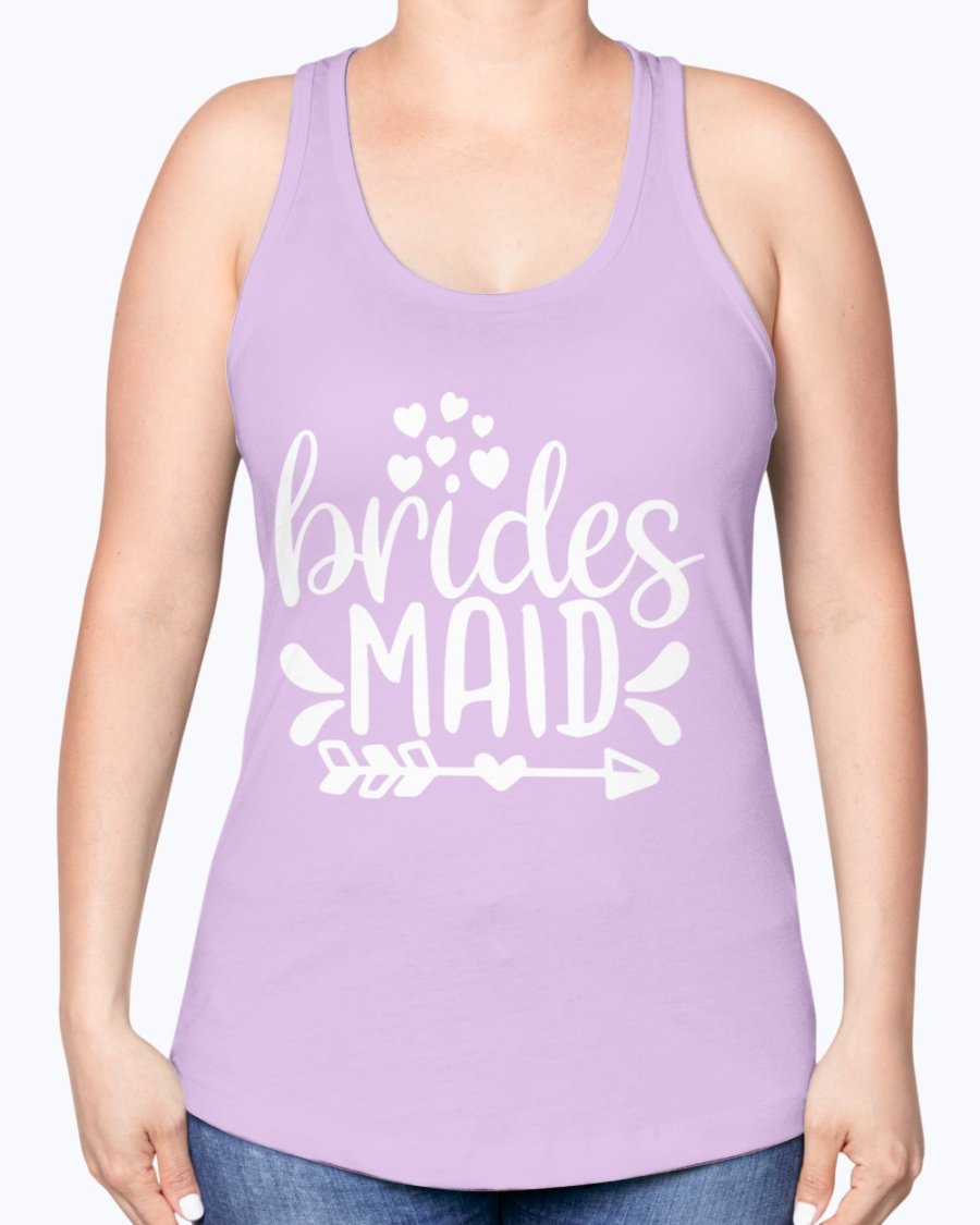 Bridesmaid Racerback Tank in soft cotton blend, perfect for bridal parties and wedding events, featuring a stylish design and comfortable fit.