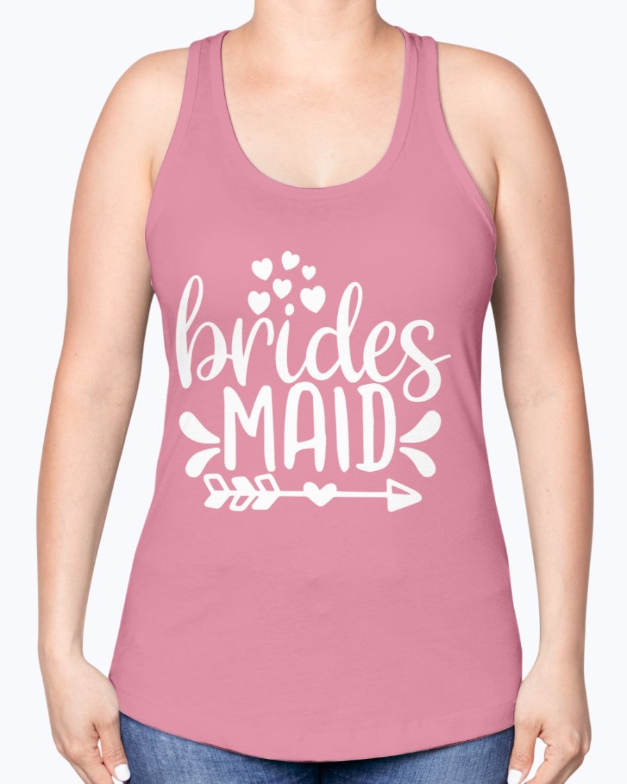 Bridesmaid Racerback Tank in soft cotton blend, perfect for bridal parties and wedding events, featuring a stylish design and comfortable fit.
