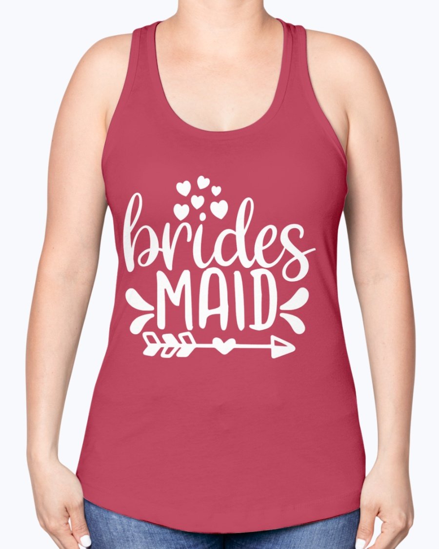 Bridesmaid Racerback Tank in soft cotton blend, perfect for bridal parties and wedding events, featuring a stylish design and comfortable fit.