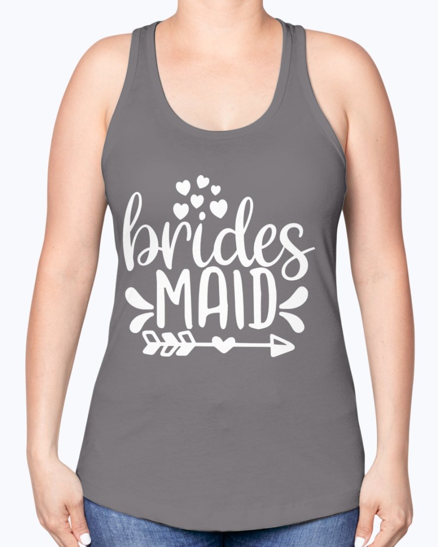 Bridesmaid Racerback Tank in soft cotton blend, perfect for bridal parties and wedding events, featuring a stylish design and comfortable fit.