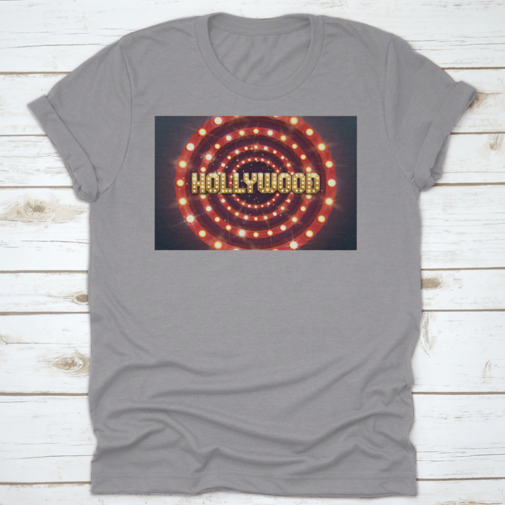 Bright Hollywood sign poster featuring a retro billboard design, perfect for movie-themed decor.