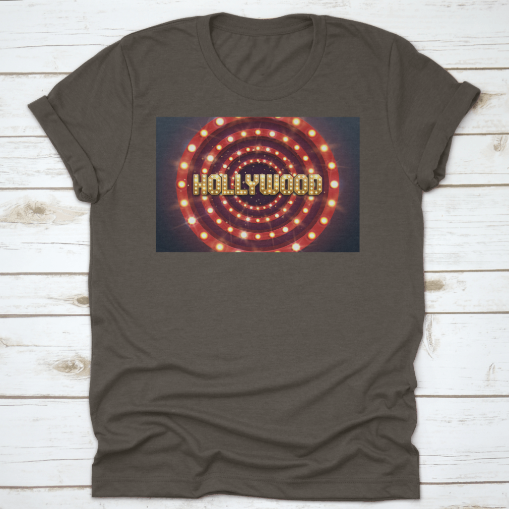 Bright Hollywood sign poster featuring a retro billboard design, perfect for movie-themed decor.