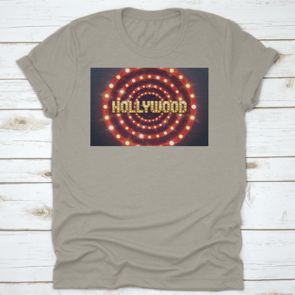 Bright Hollywood sign poster featuring a retro billboard design, perfect for movie-themed decor.
