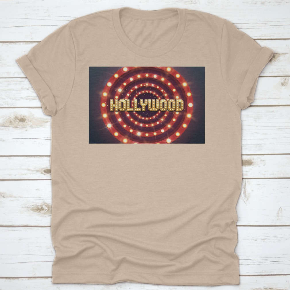 Bright Hollywood sign poster featuring a retro billboard design, perfect for movie-themed decor.