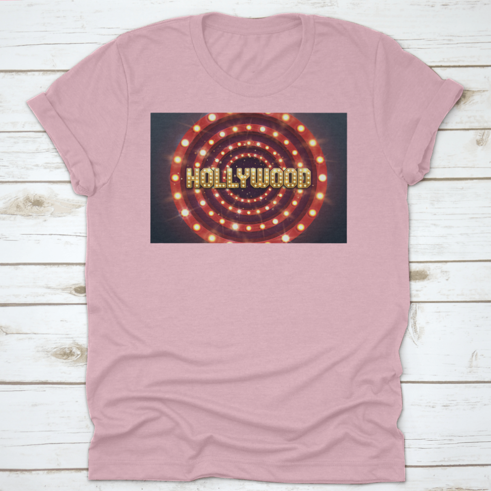 Bright Hollywood sign poster featuring a retro billboard design, perfect for movie-themed decor.