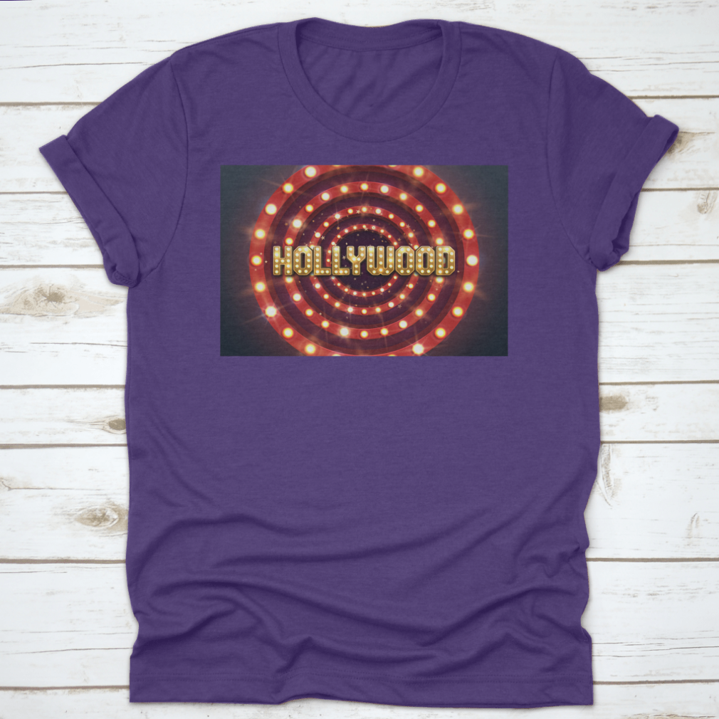 Bright Hollywood sign poster featuring a retro billboard design, perfect for movie-themed decor.