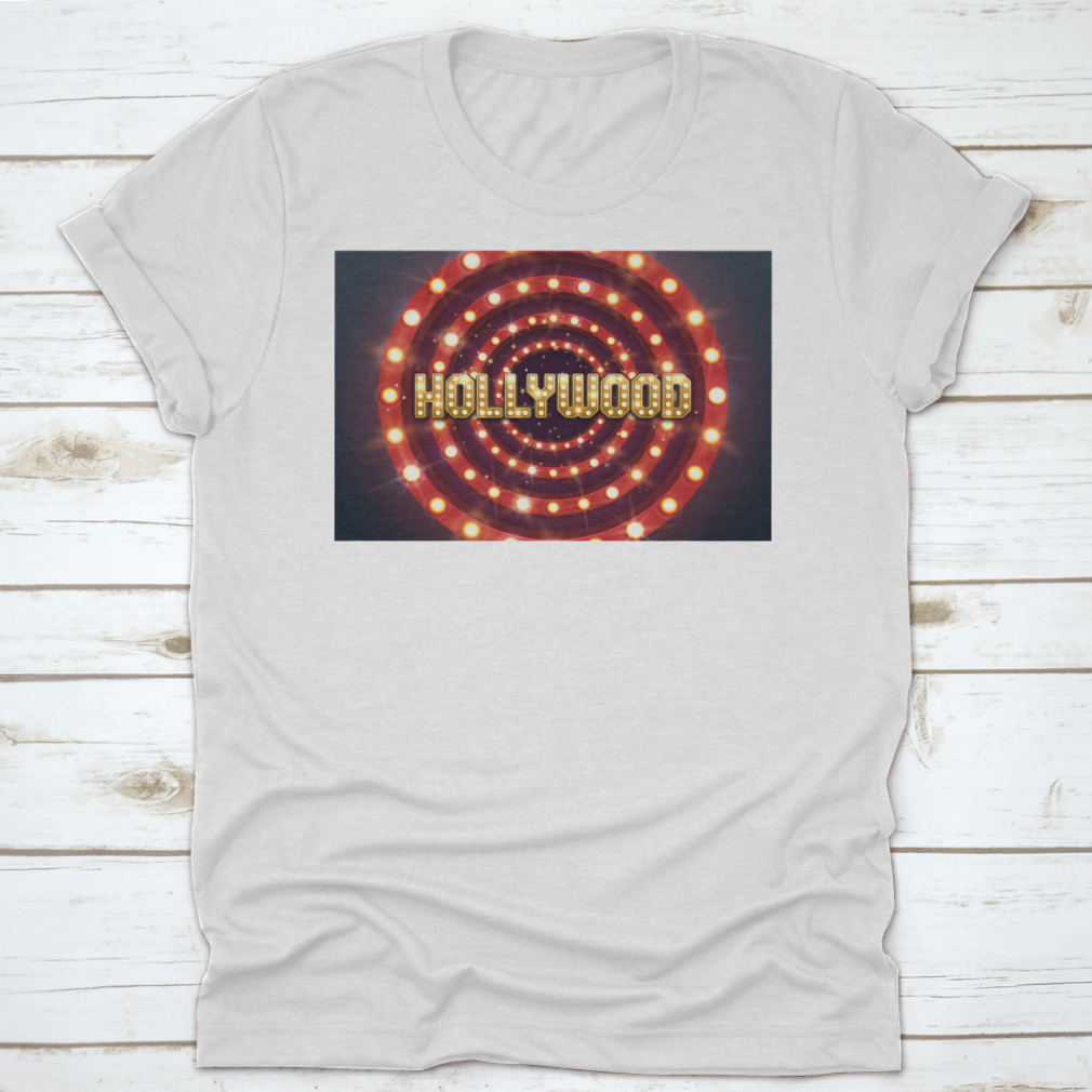 Bright Hollywood sign poster featuring a retro billboard design, perfect for movie-themed decor.